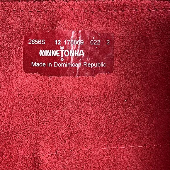 Minnetonka Suede 3-Layer Fringe Girls' Size 12 Toddler Red Zip Up Western - Picture 12 of 16